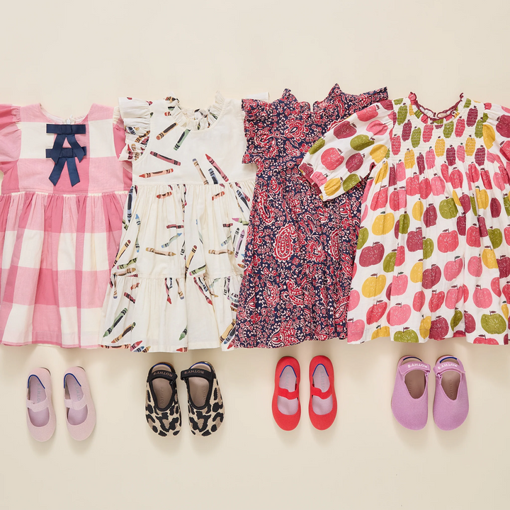 Girls Puff Sleeve Stevie - Pink Delicious Apples