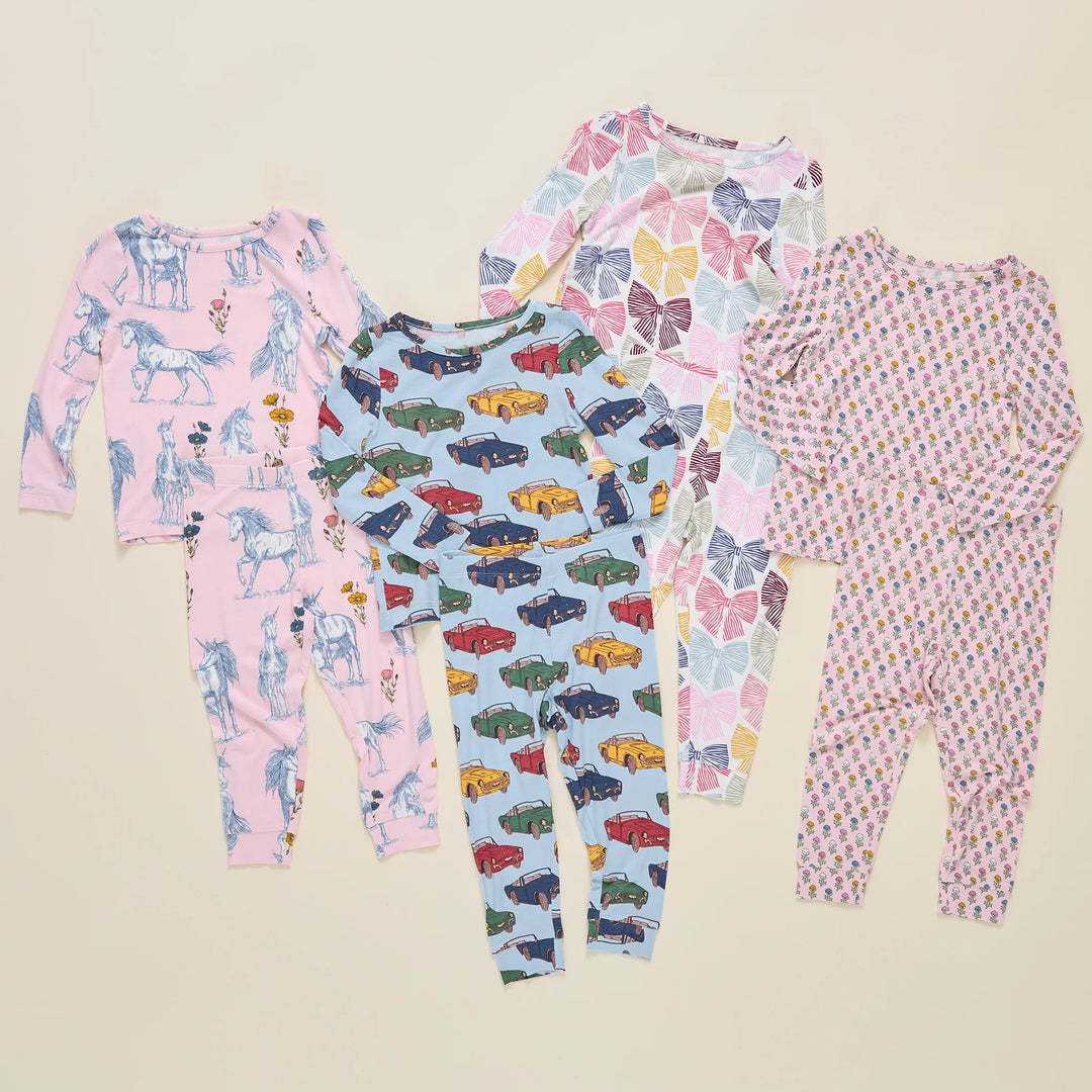 Kids Bamboo PJ Set - Pink Unicorn Fields