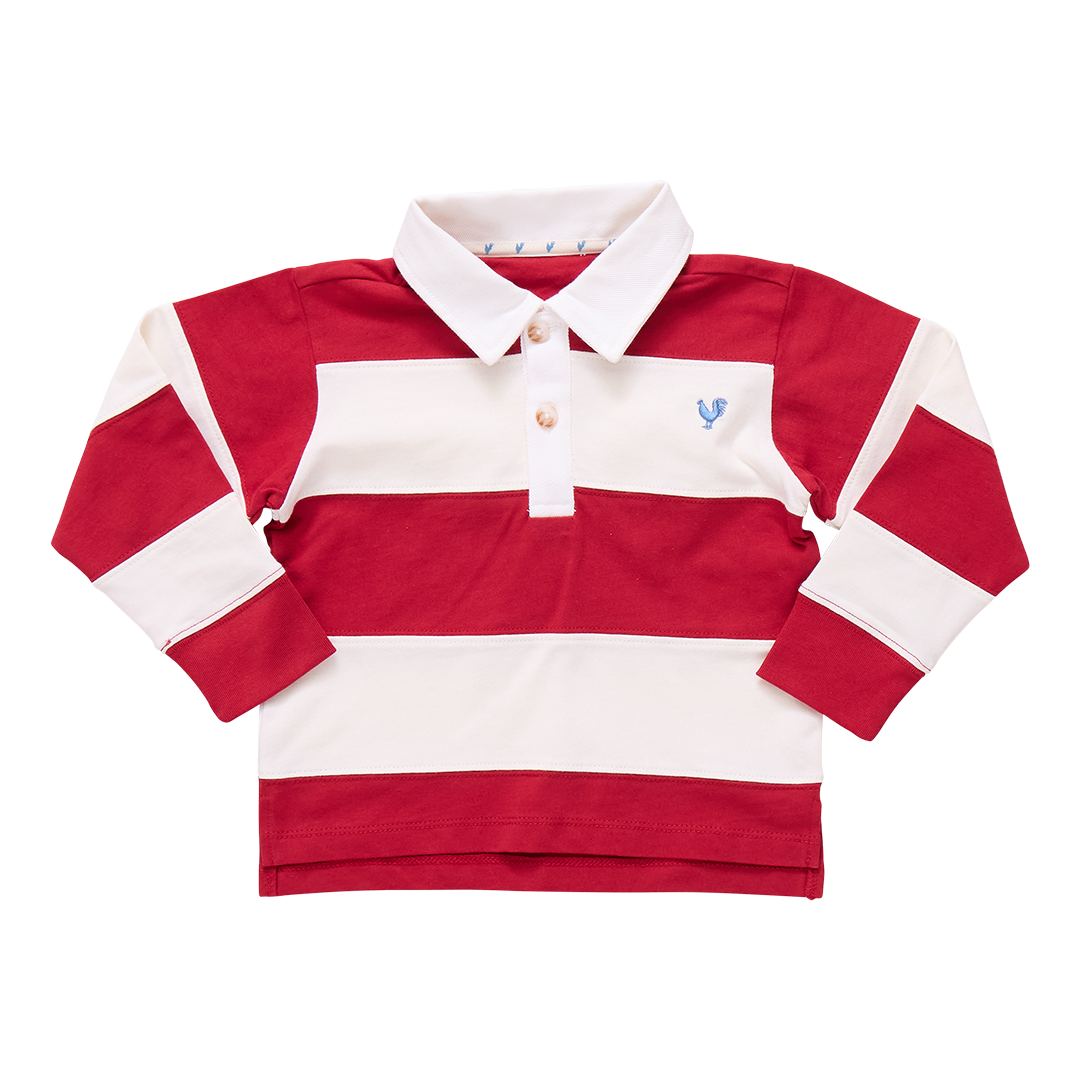 Boys Albert Rugby Shirt - Red & White