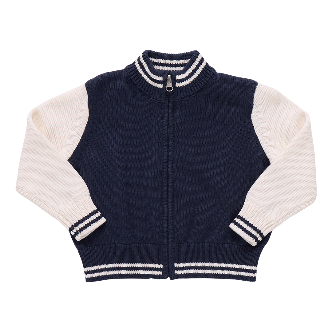 Boys Varsity Zip Sweater - Navy