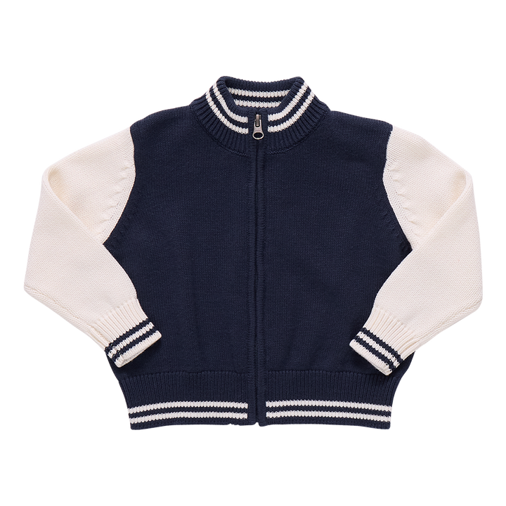 Boys Varsity Zip Sweater - Navy
