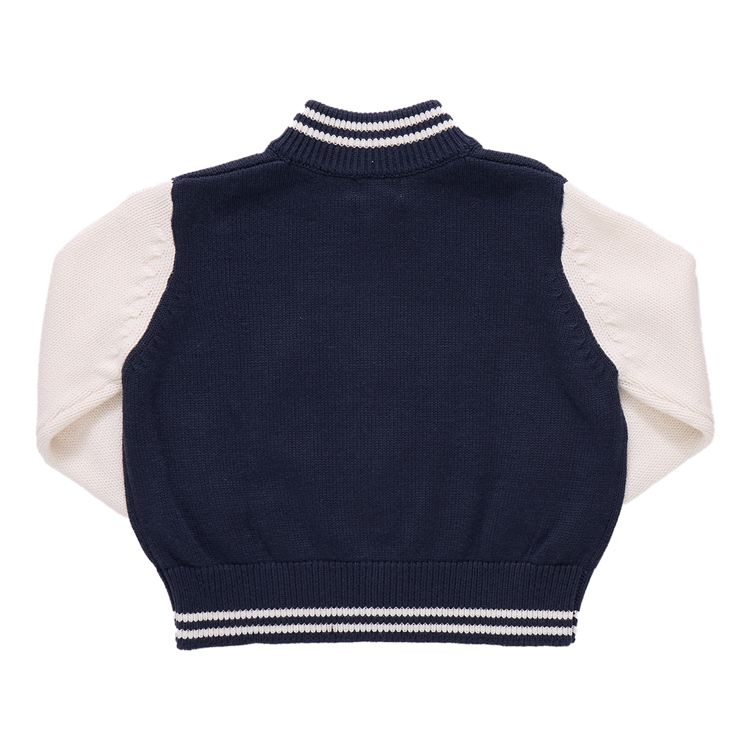 Boys Varsity Zip Sweater - Navy