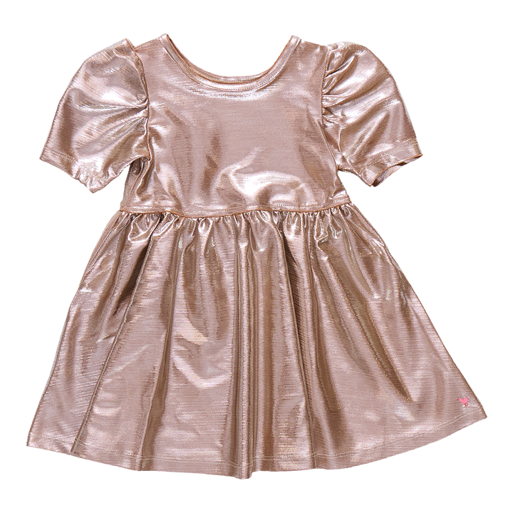 Girls Lame Laurie Dress - Champagne Textured