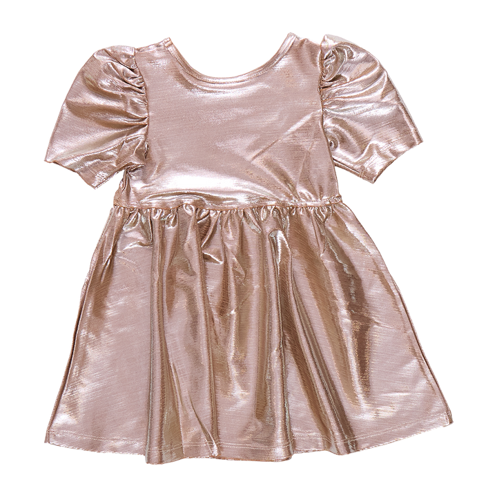Girls Lame Laurie Dress - Champagne Textured