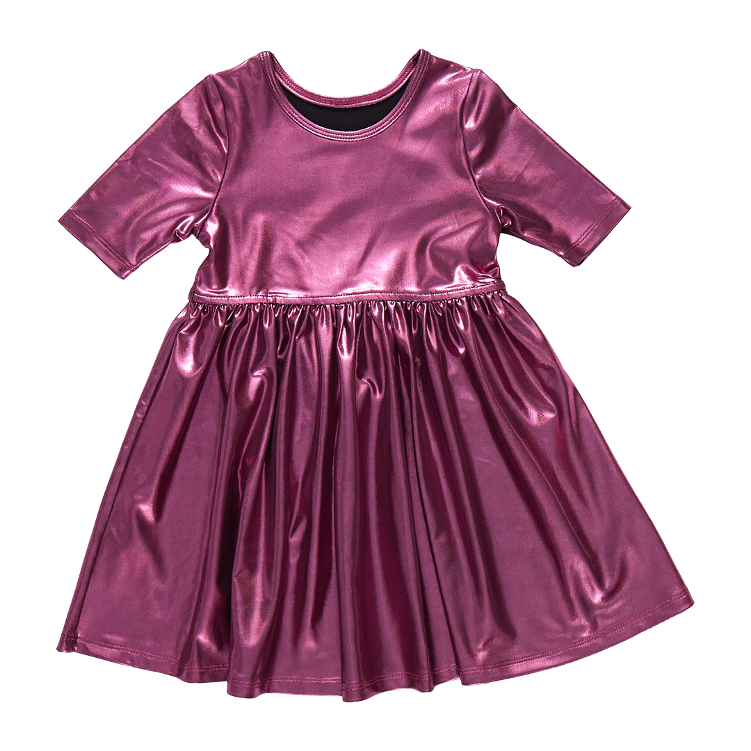 Girls Lame Steph Dress - Pink