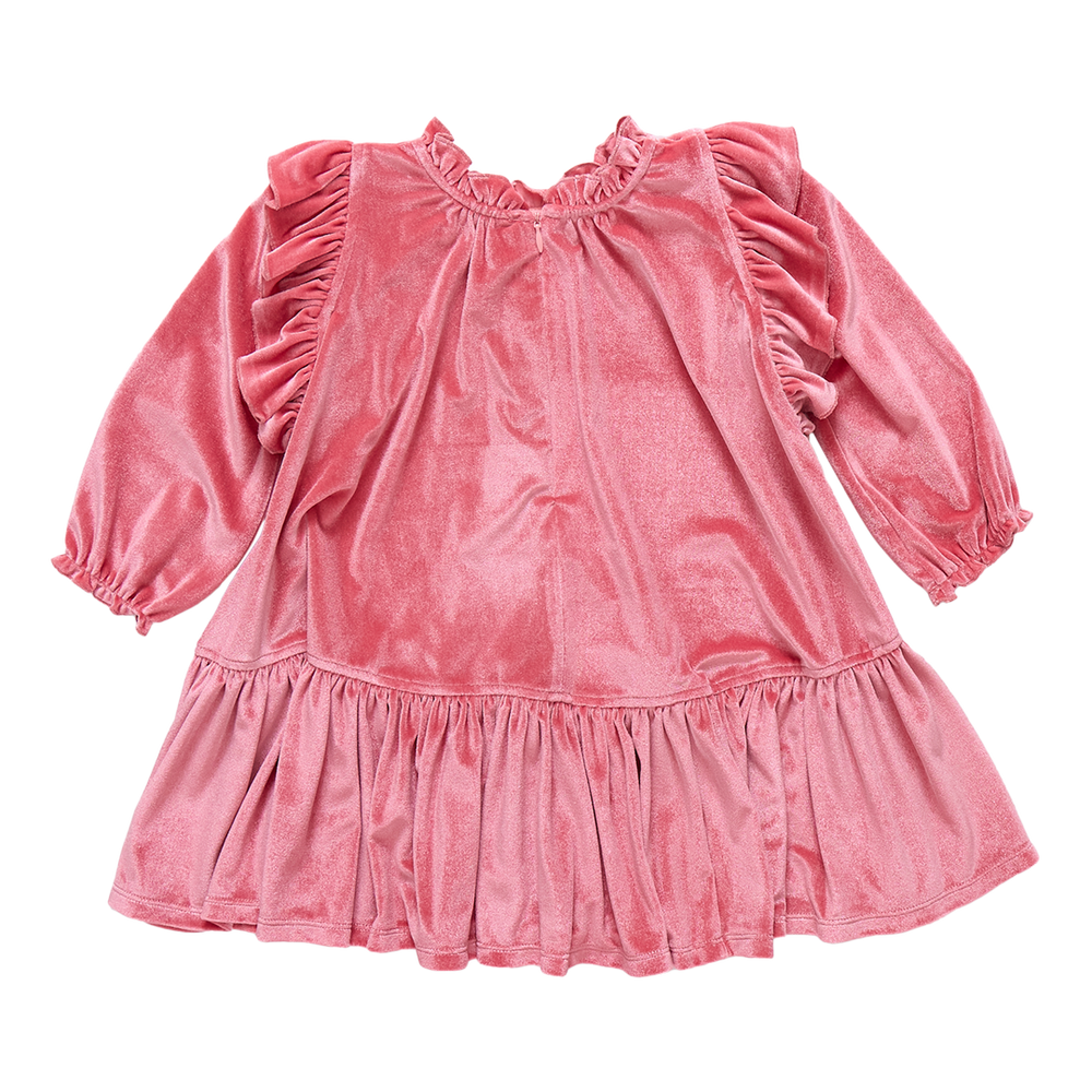 Girls Velour Harper Dress - Desert Rose