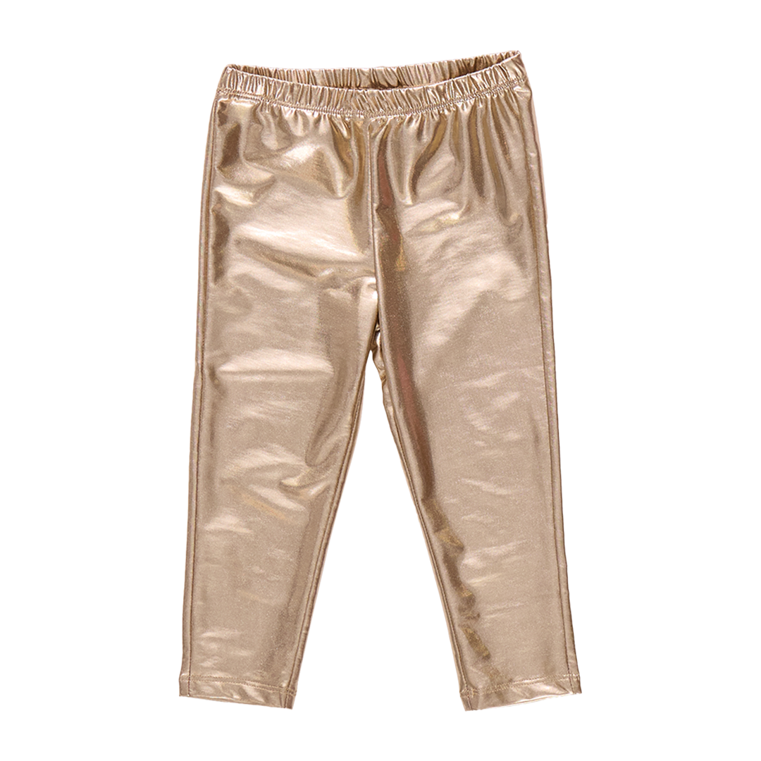 Girls Lame Legging - Light Gold