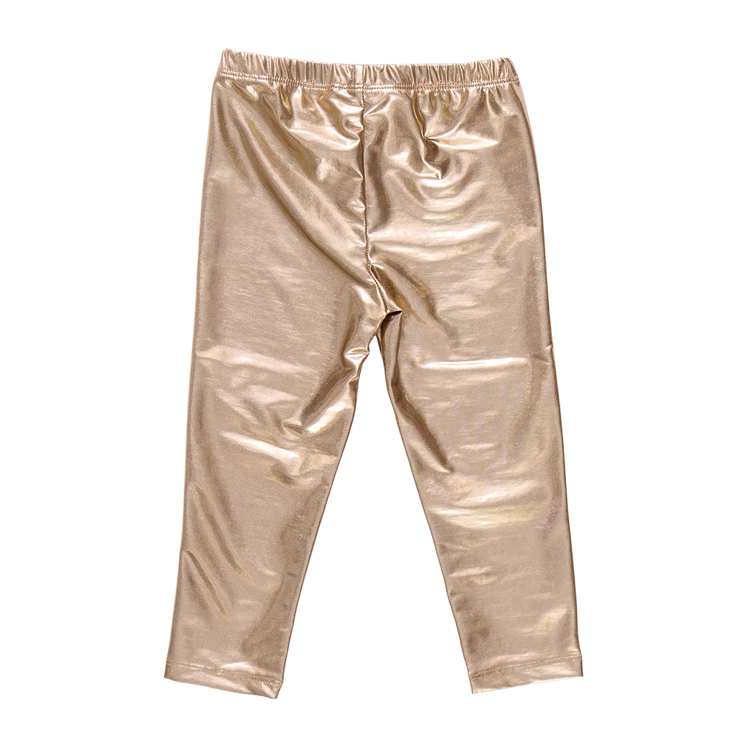 Girls Lame Legging - Light Gold