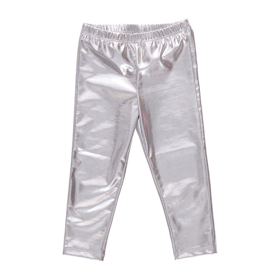 Girls Lame Legging - Silver