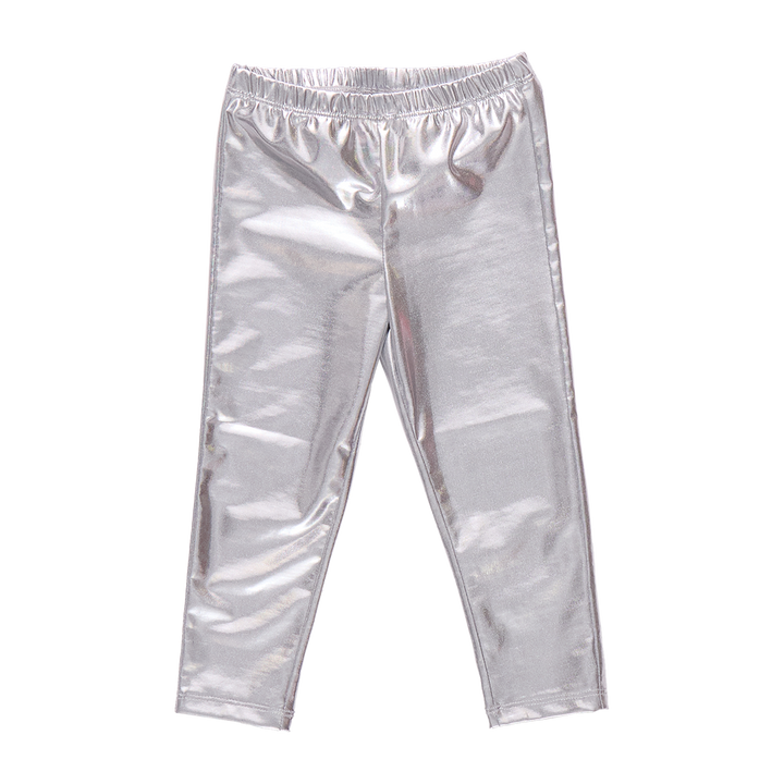 Girls Lame Legging - Silver