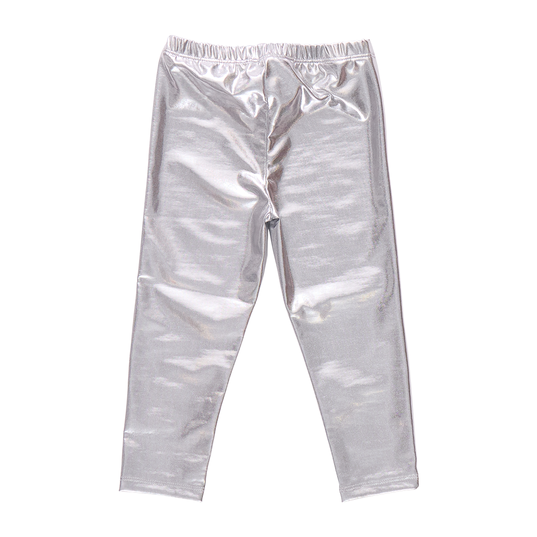 Girls Lame Legging - Silver