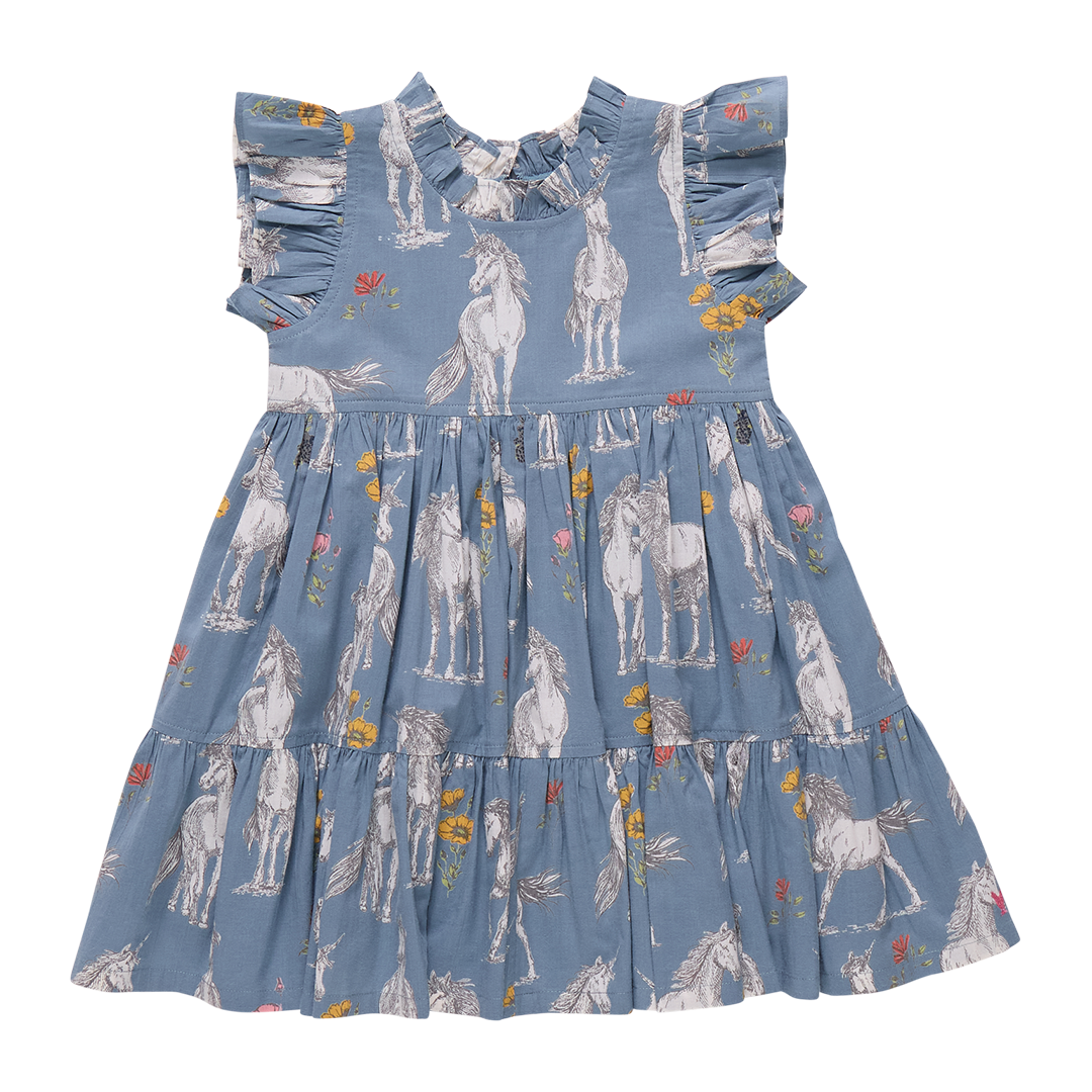 Girls Jennifer Dress - Unicorn Field