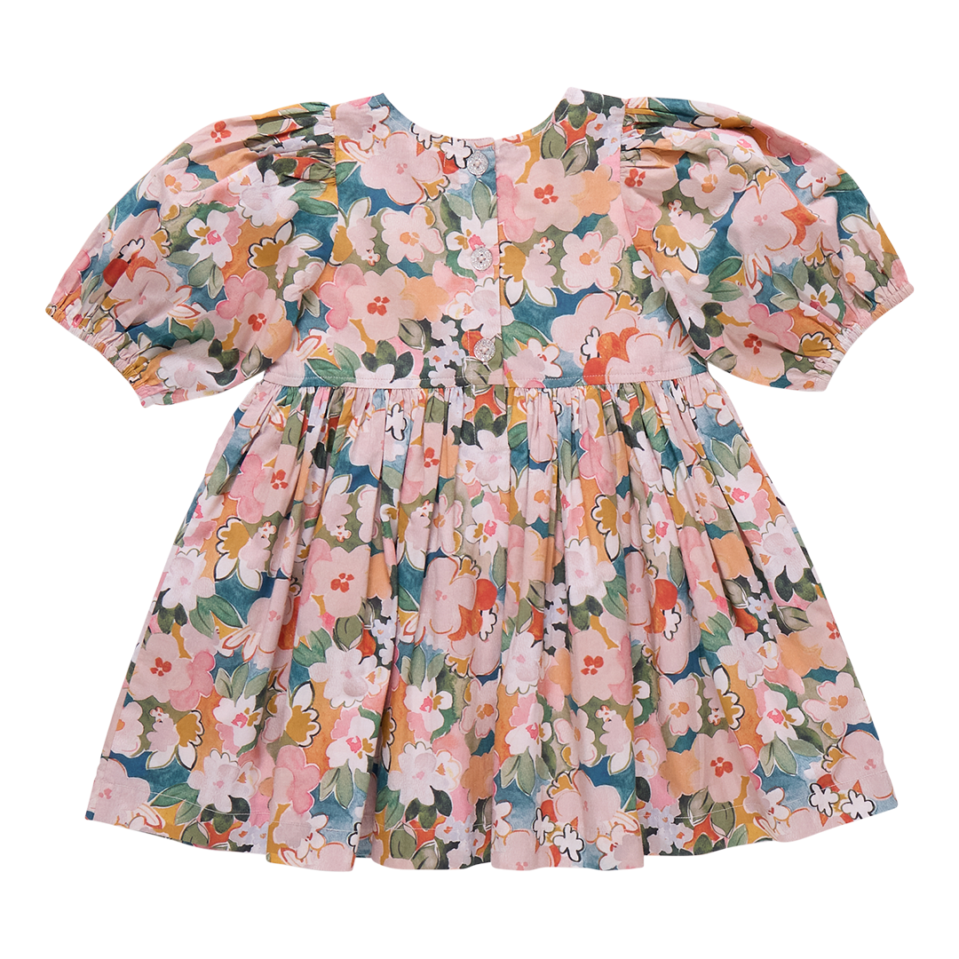 Girls Evelyn Dress - Watercolor Floral