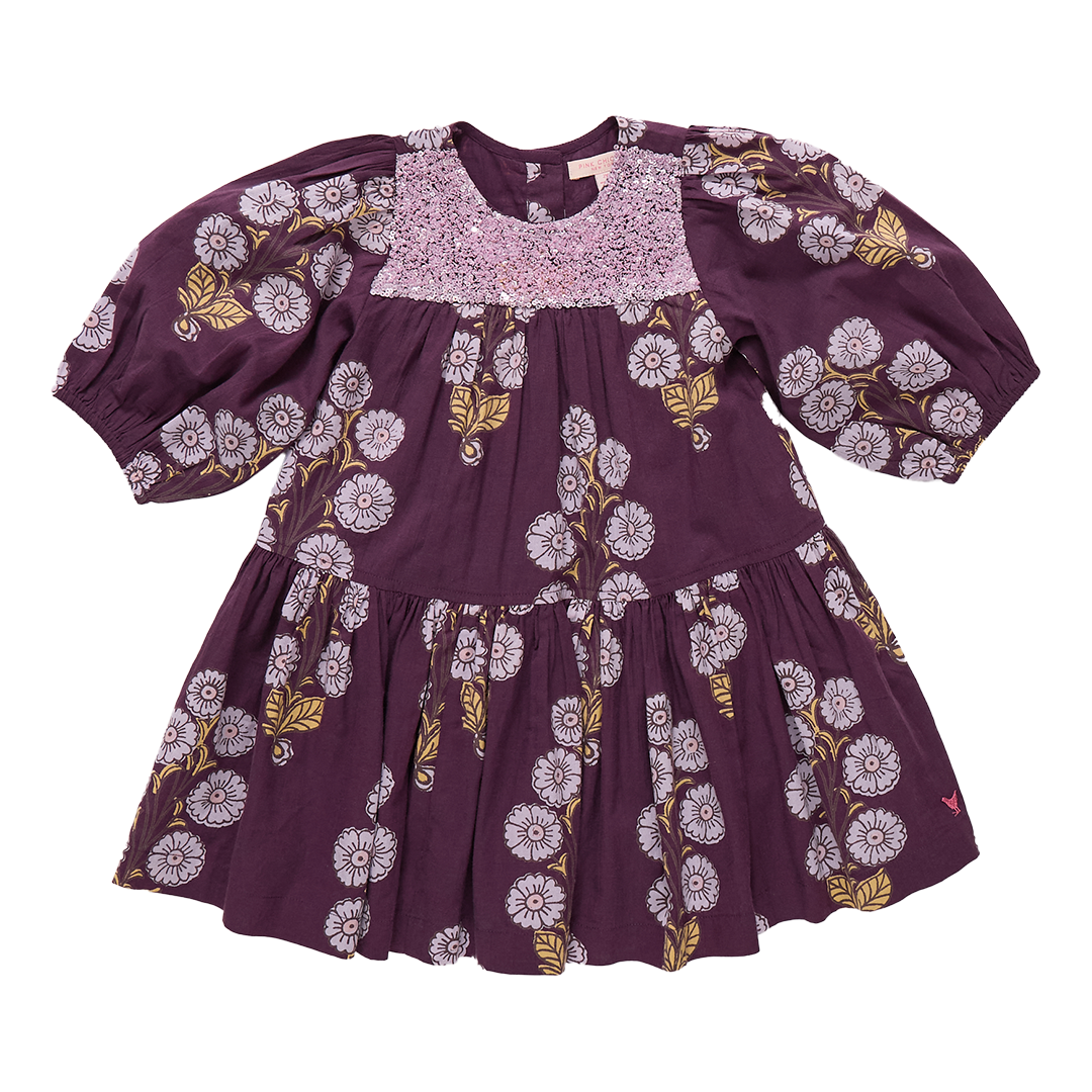 Girls Fiona Dress - Plum Buttercup Floral