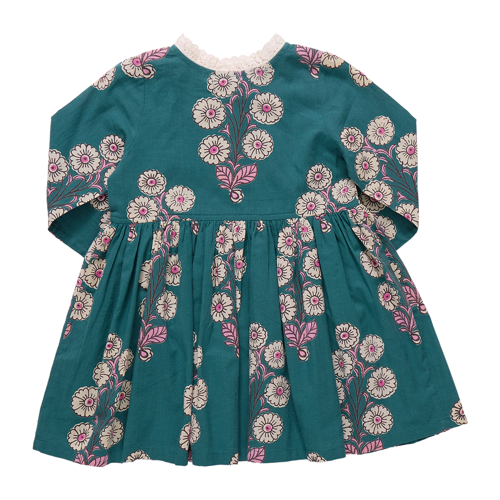 Girls Autumn Dress - Evergreen Buttercup Floral