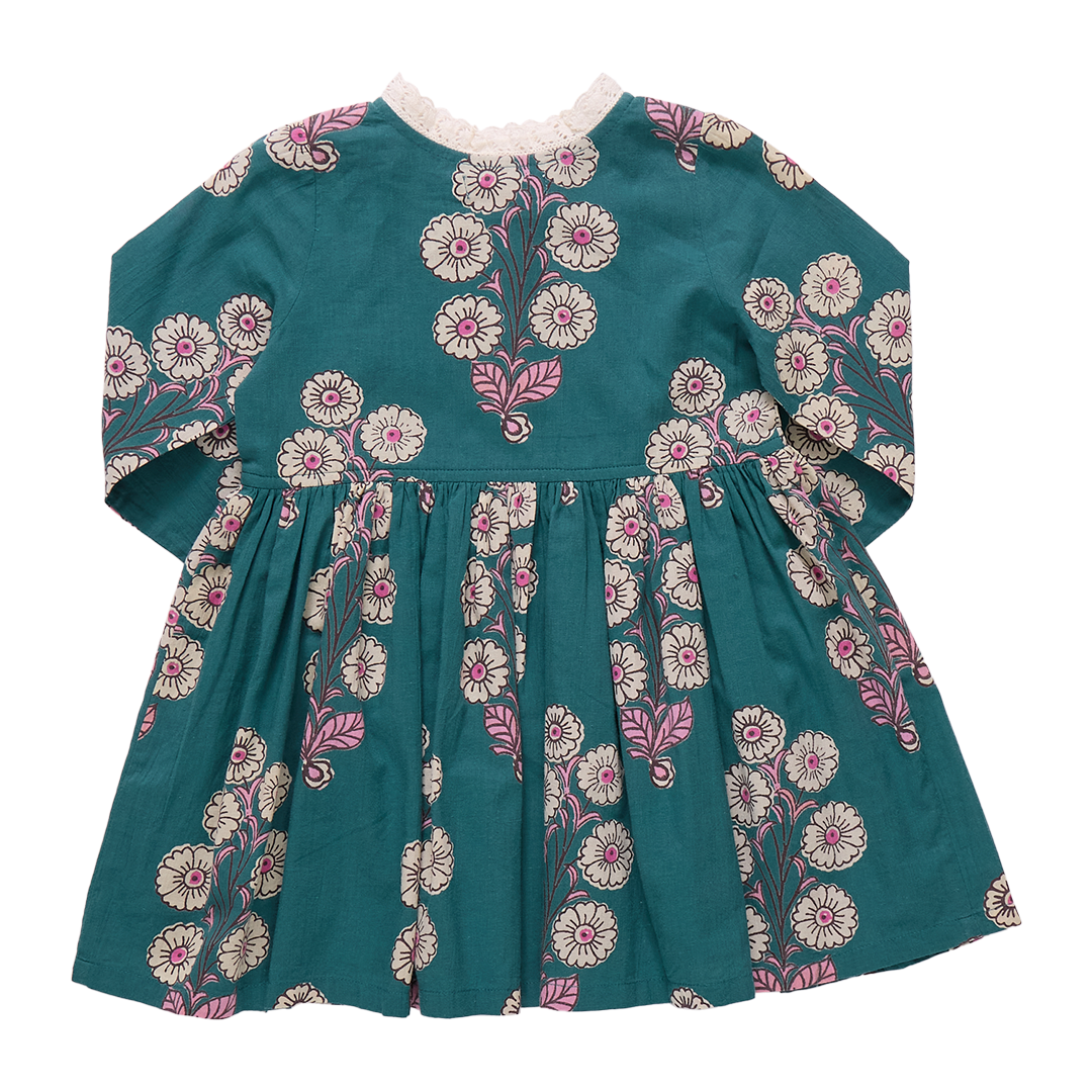 Girls Autumn Dress - Evergreen Buttercup Floral