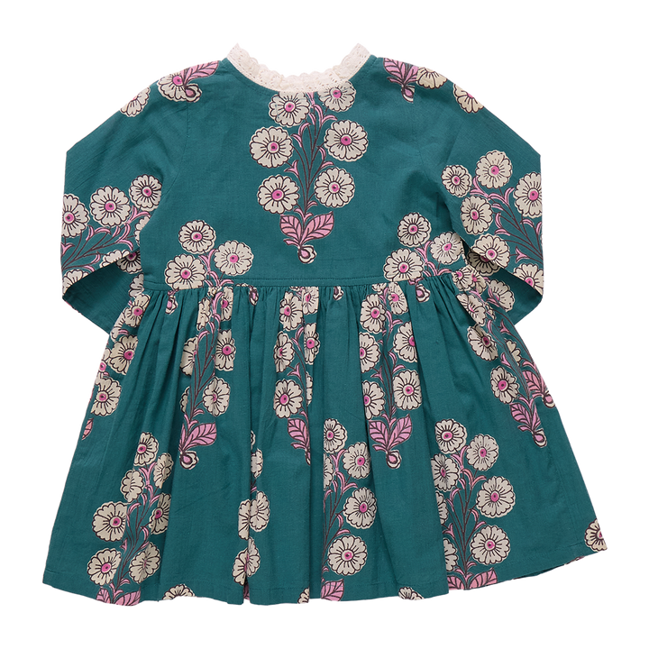Girls Autumn Dress - Evergreen Buttercup Floral