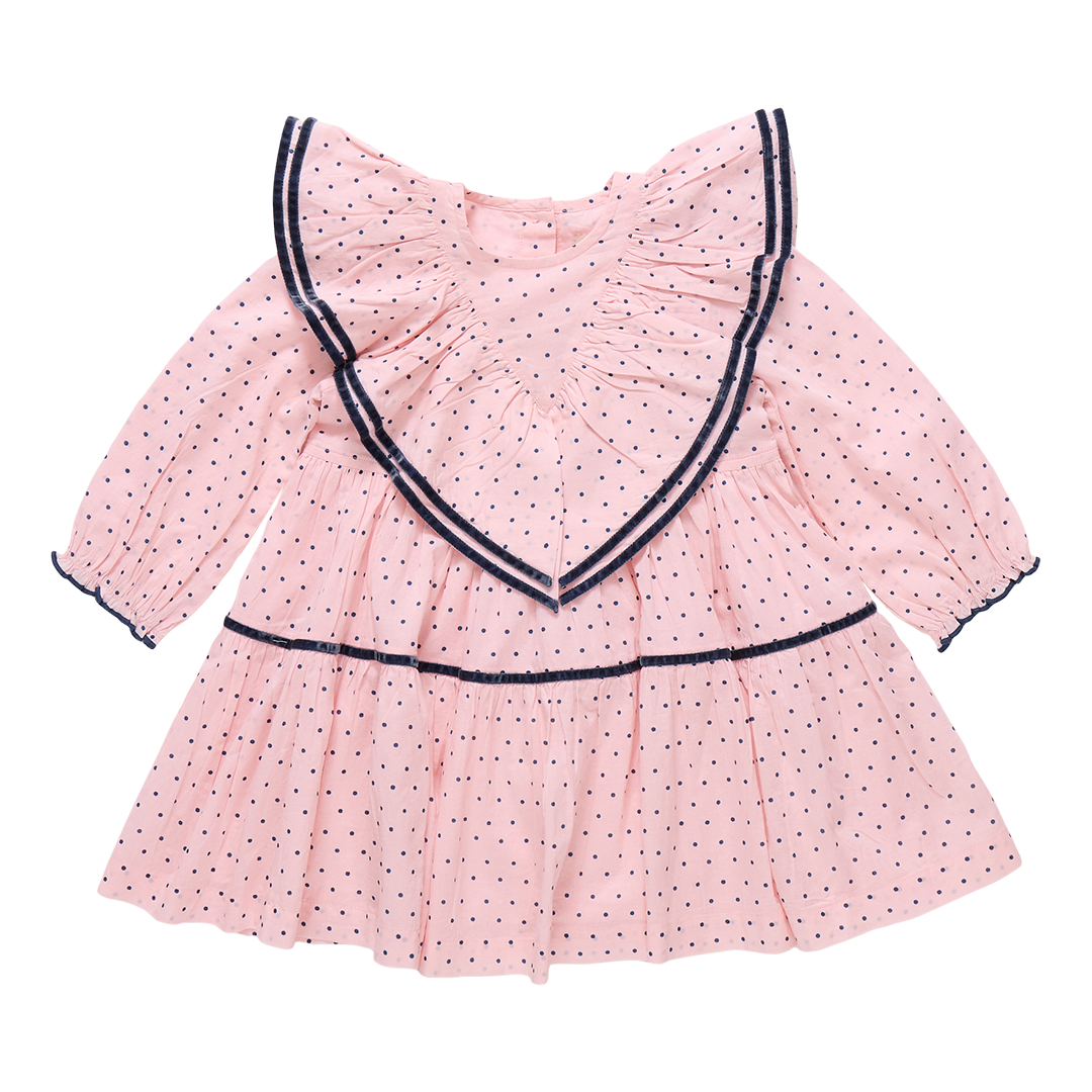 Girls Raphaela Dress - Strawberry Cream Polka Dot