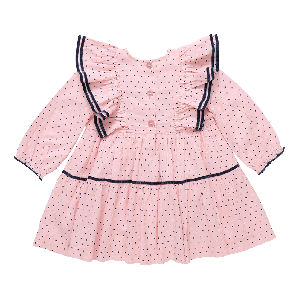 Girls Raphaela Dress - Strawberry Cream Polka Dot