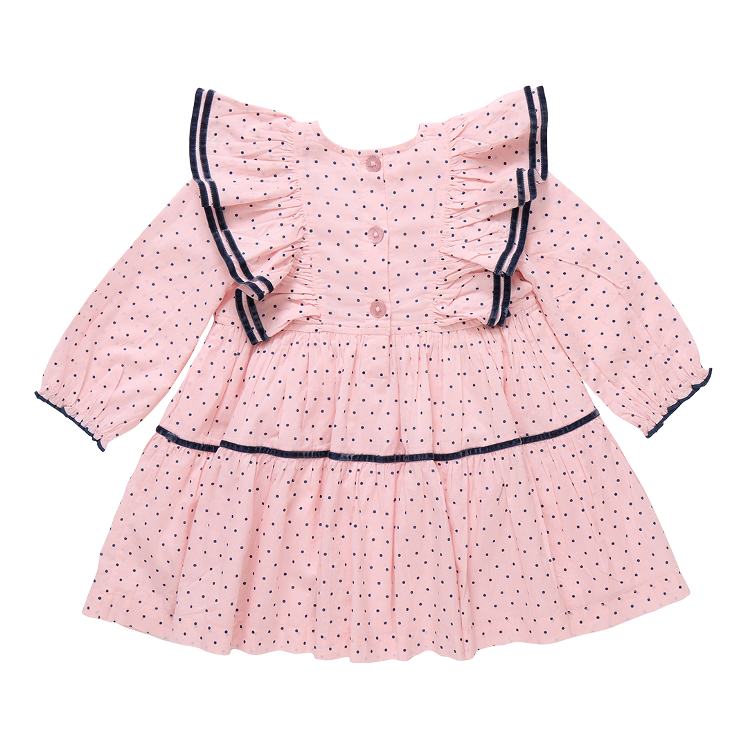 Girls Raphaela Dress - Strawberry Cream Polka Dot