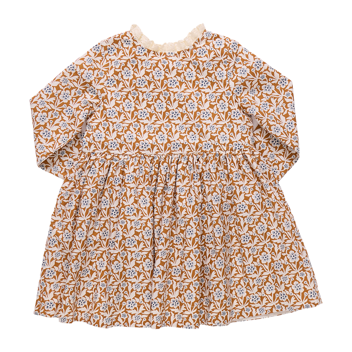 Girls Autumn Dress - Gold Climbing Floral