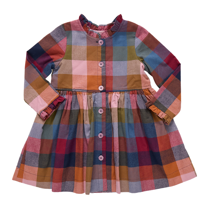 Girls Autumn Dress - Harvest Check