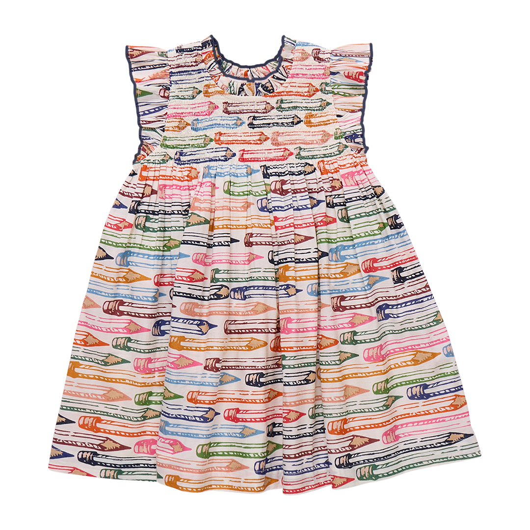 Girls Stevie Dress - Colored Pencils