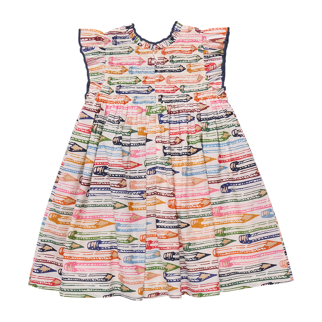 Girls Stevie Dress - Colored Pencils