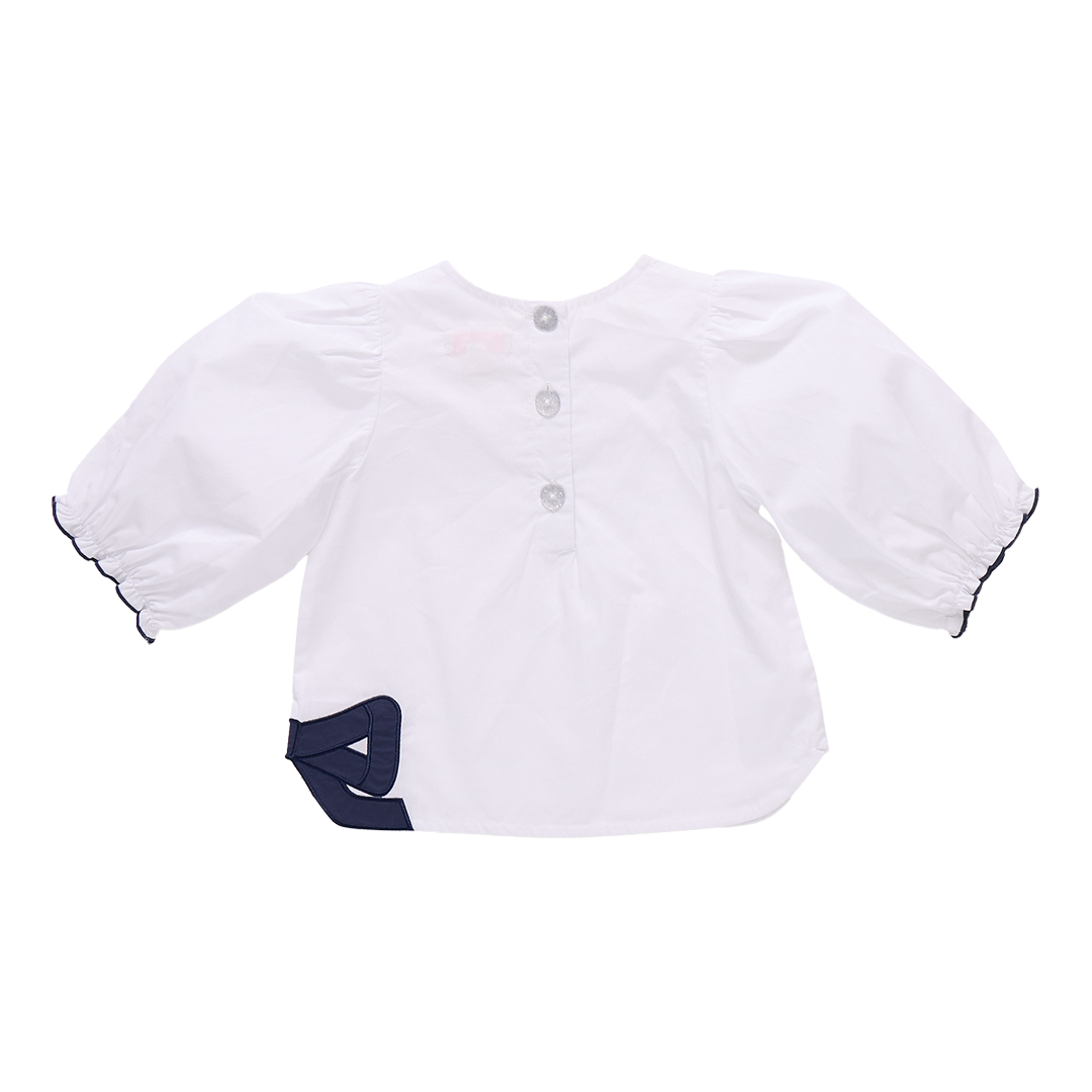 Girls Dana Bow Top - White