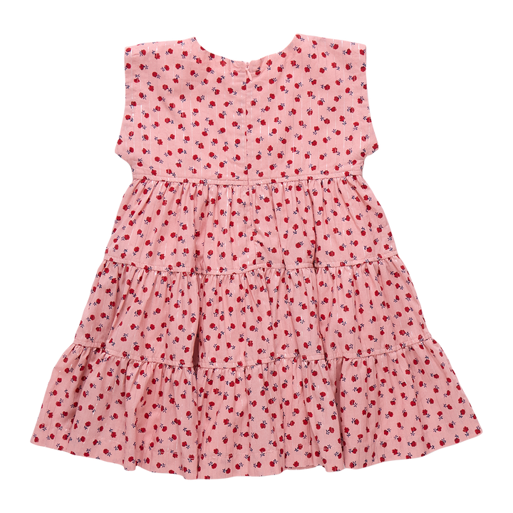 Girls Peachy Dress - Pink Tiny Roses
