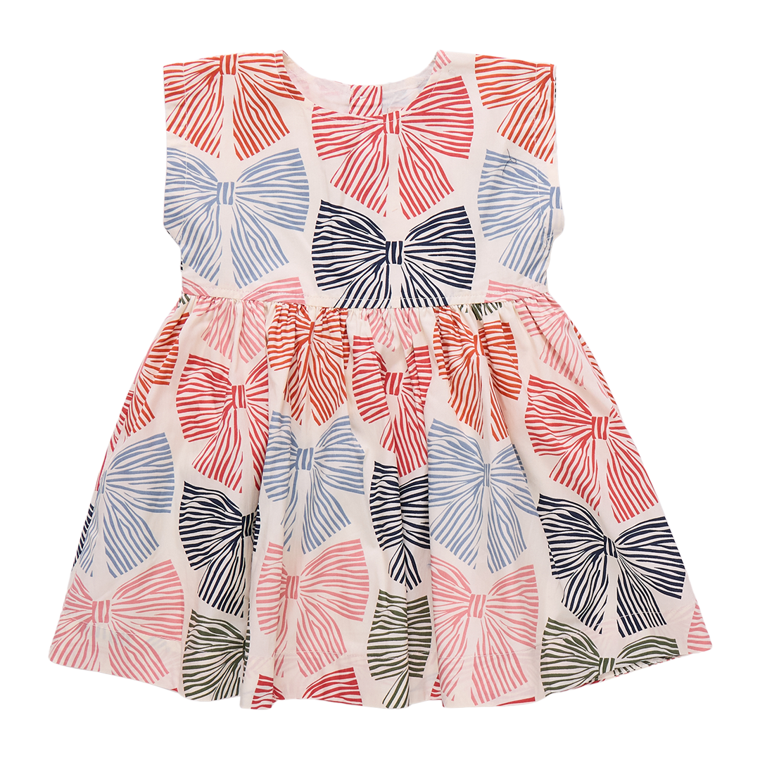 Girls Adaline Dress - Multi Striped Bows
