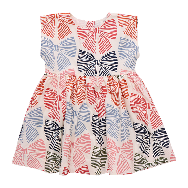 Girls Adaline Dress - Multi Striped Bows