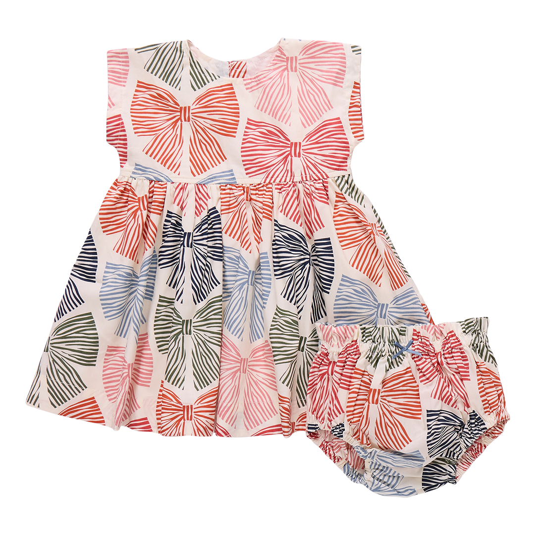 Baby Girls Adaline Dress Set - Multi Striped Bows