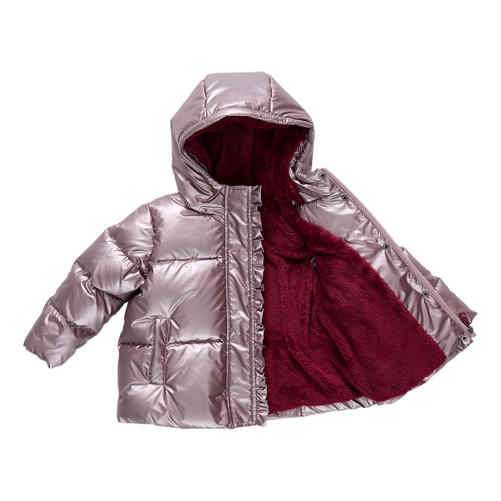 Girls Ruffle Pete Puffer - Vintage Rose Metallic