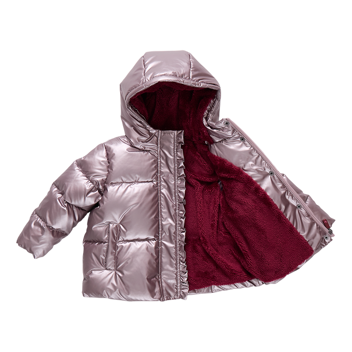 Girls Ruffle Pete Puffer - Vintage Rose Metallic