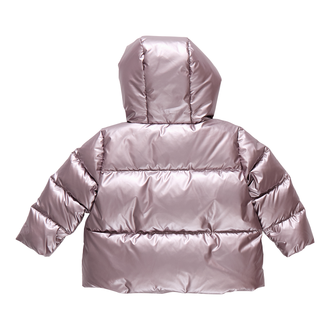 Girls Ruffle Pete Puffer - Vintage Rose Metallic