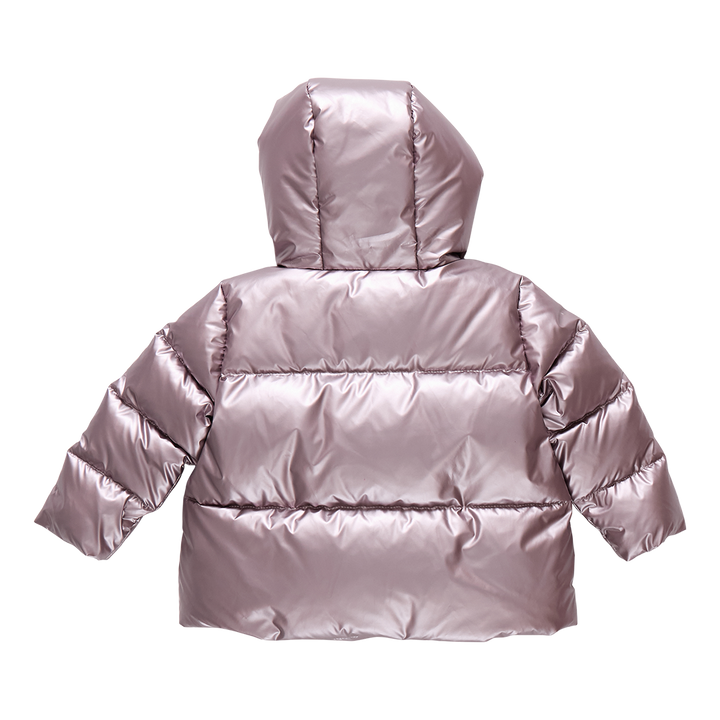 Girls Ruffle Pete Puffer - Vintage Rose Metallic