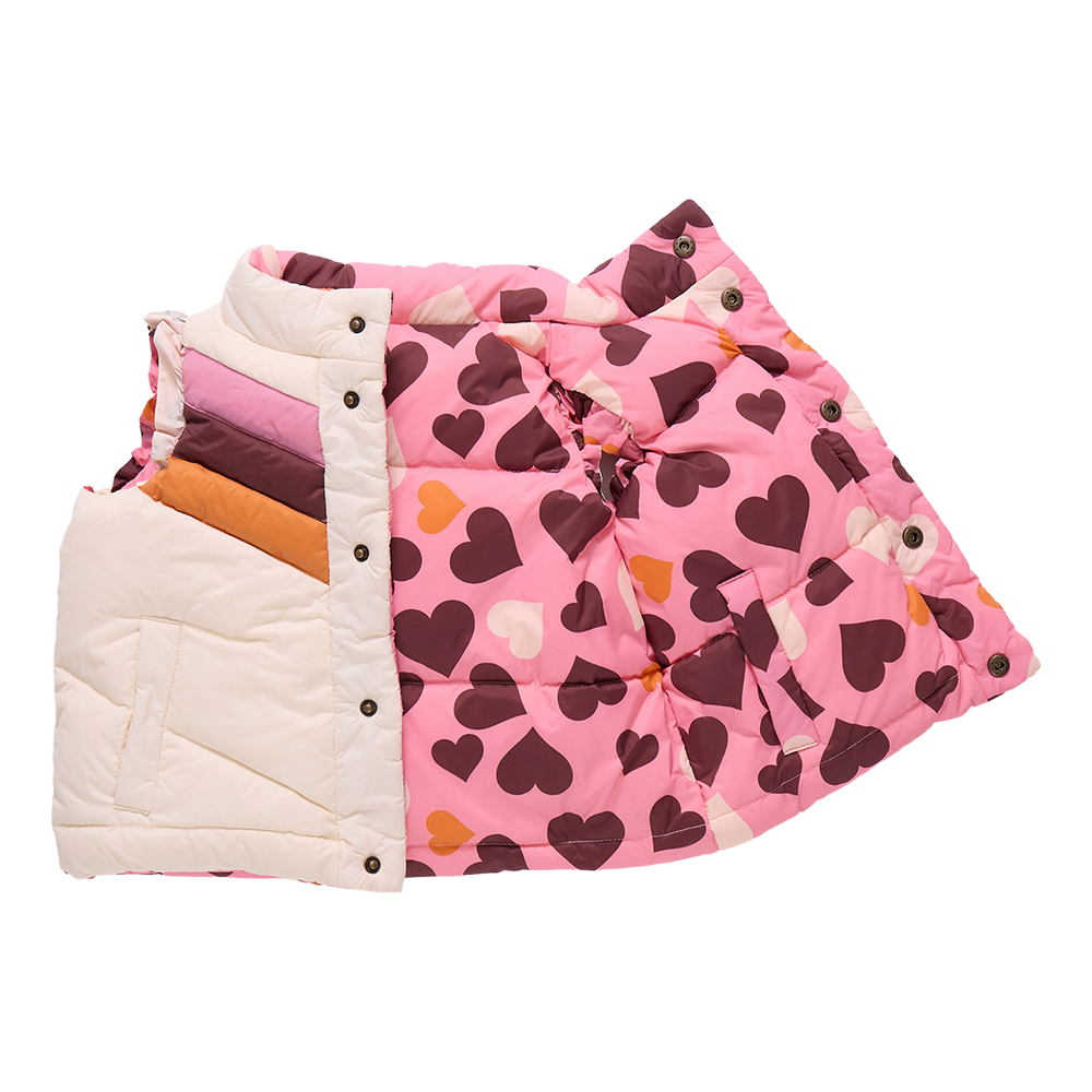 Girls Reversible Ruffle Ellis Vest - Cream Stripe