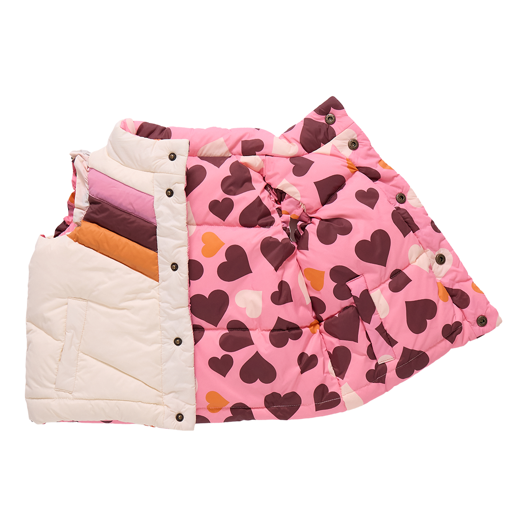 Girls Reversible Ruffle Ellis Vest - Cream Stripe