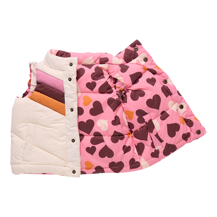 Girls Reversible Ruffle Ellis Vest - Cream Stripe