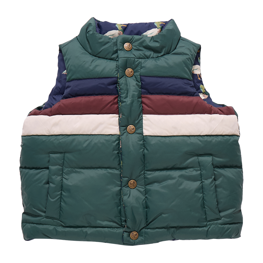 Kids Reversible Ellis Vest - Evergreen Stripe