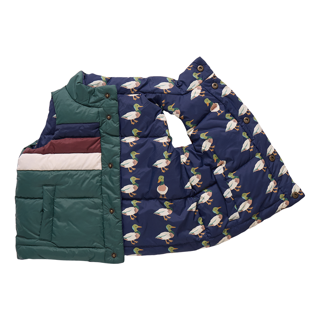 Kids Reversible Ellis Vest - Evergreen Stripe