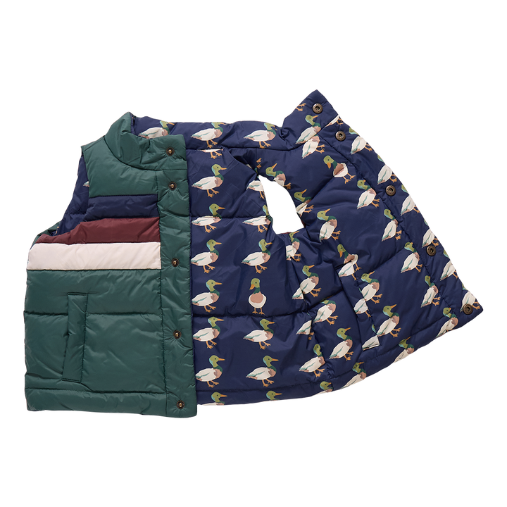 Kids Reversible Ellis Vest - Evergreen Stripe
