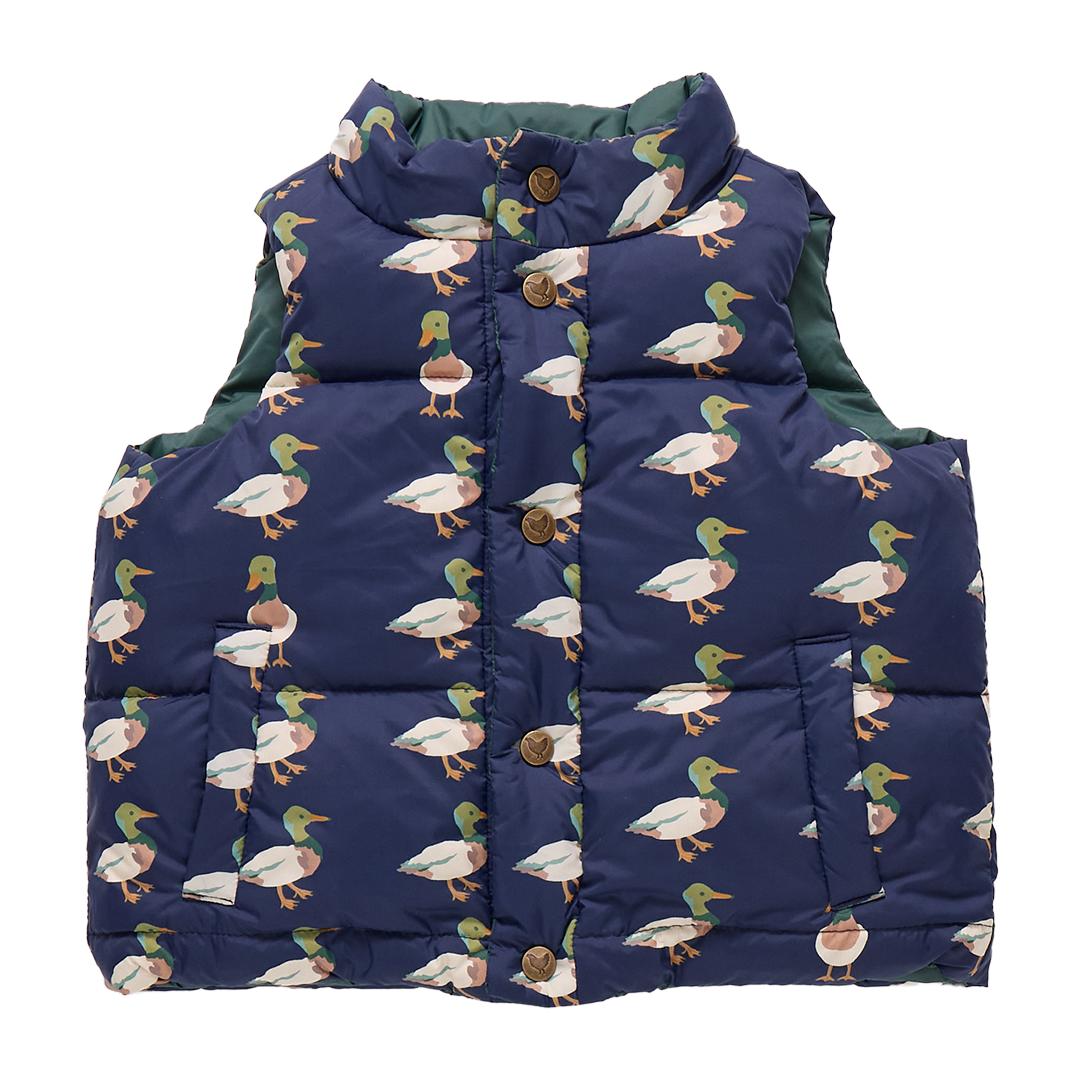 Kids Reversible Ellis Vest - Evergreen Stripe