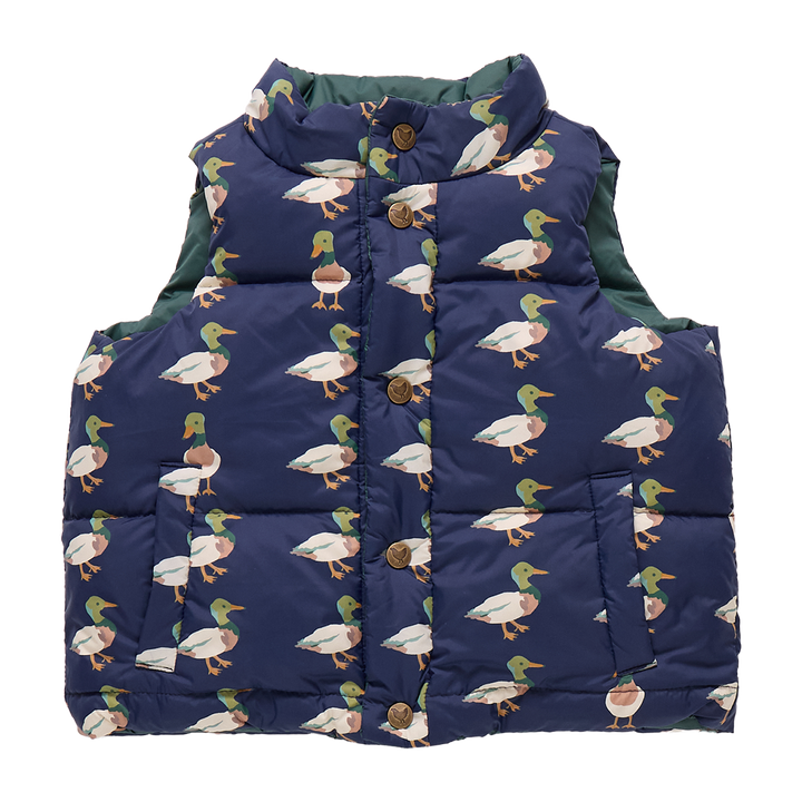 Kids Reversible Ellis Vest - Evergreen Stripe