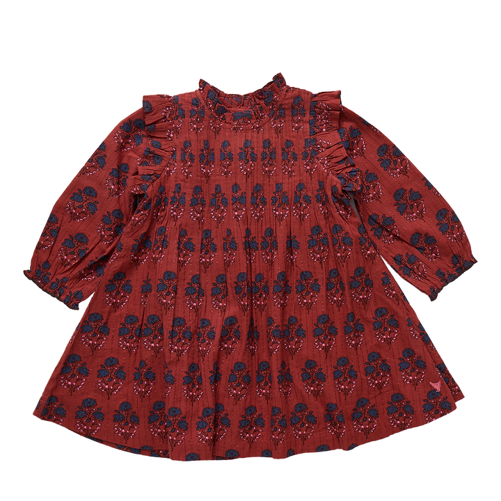 Girls Jaipur Dress - Red Autumn Strawflower