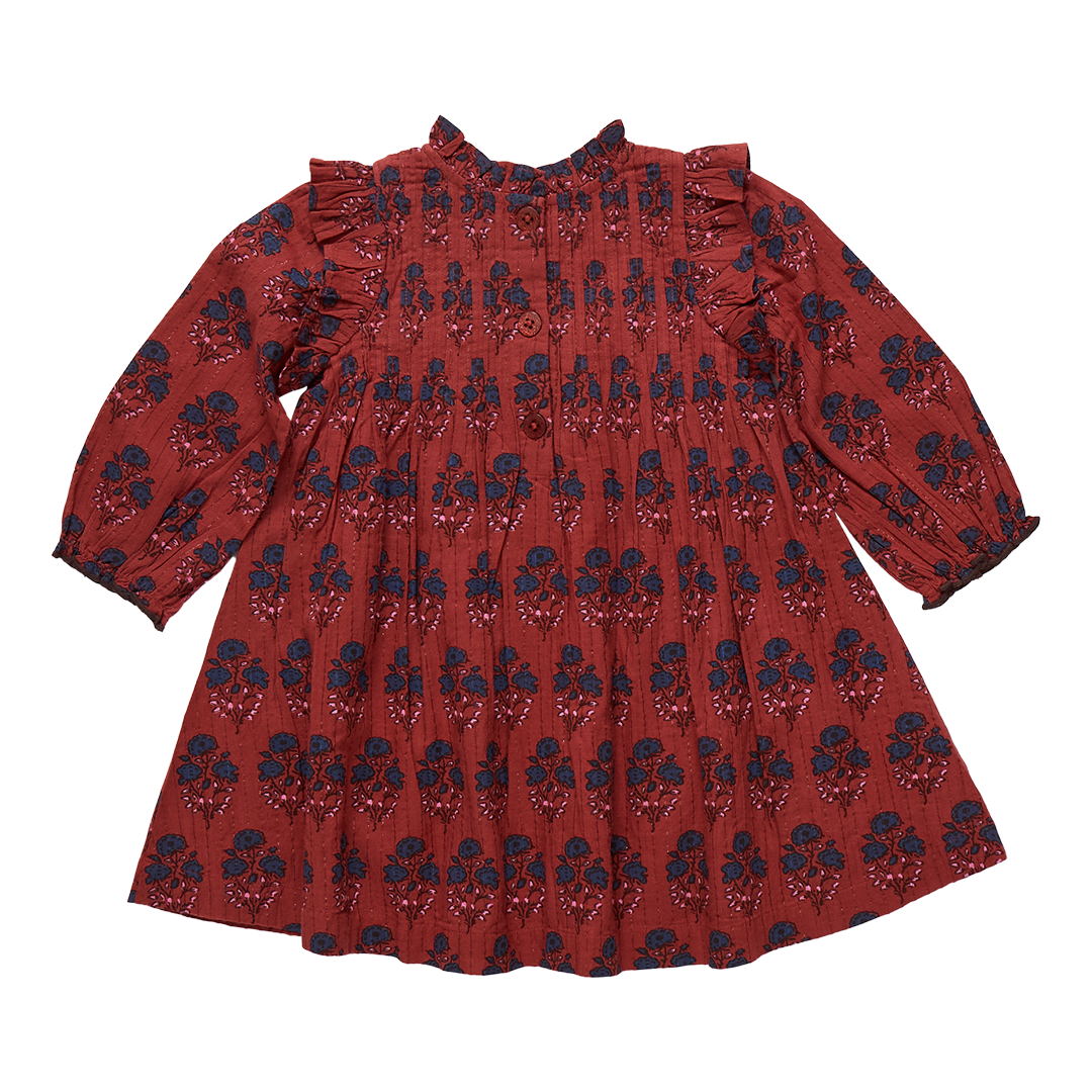 Girls Jaipur Dress - Red Autumn Strawflower