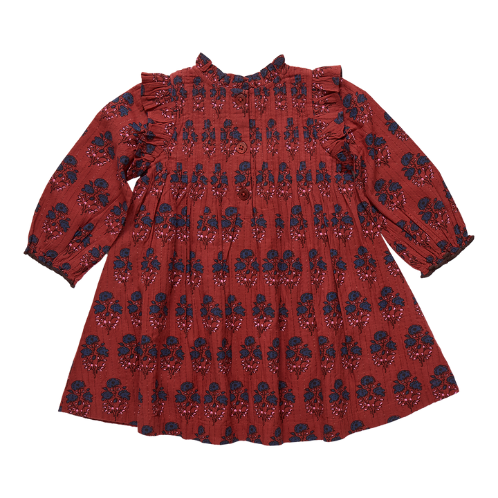 Girls Jaipur Dress - Red Autumn Strawflower