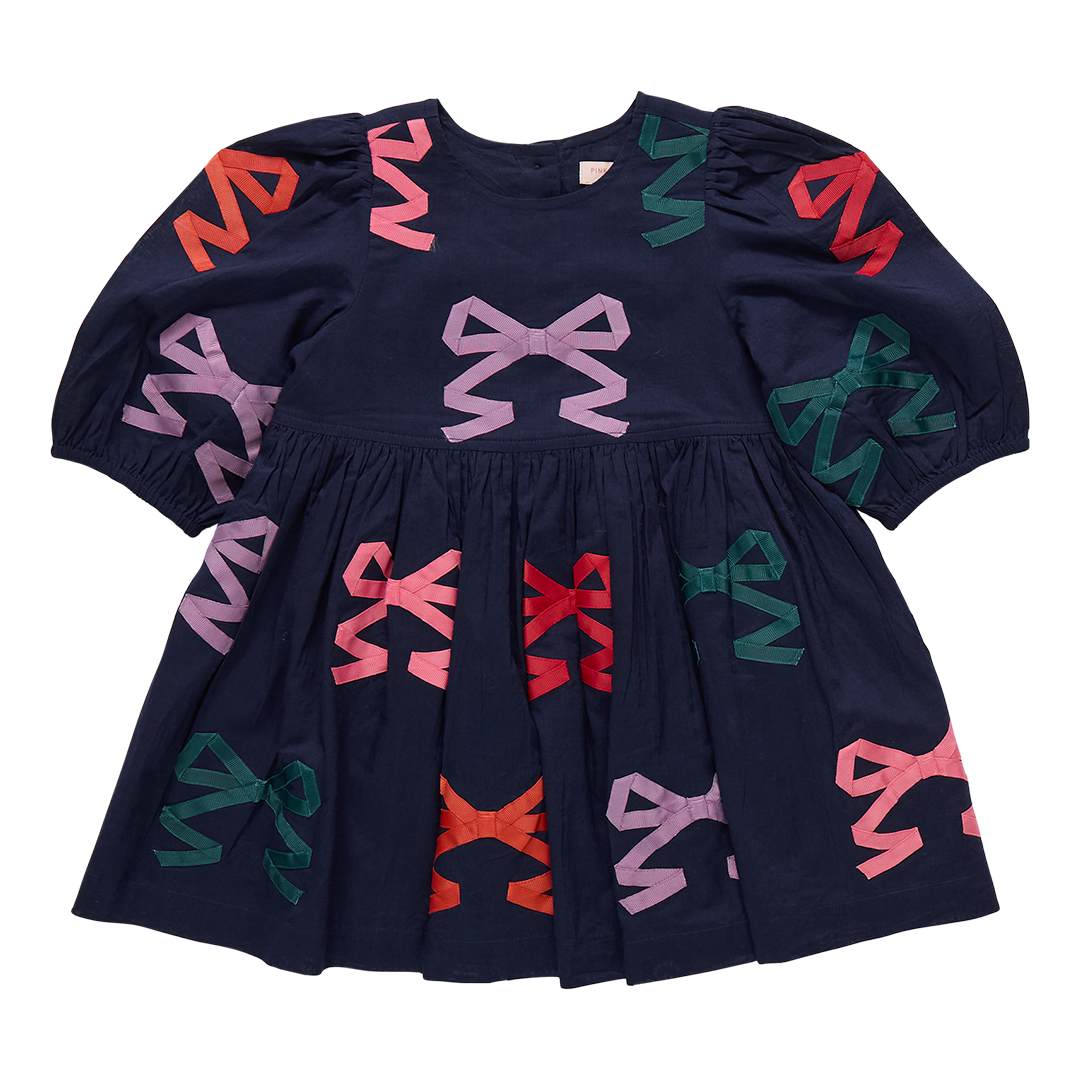 Girls Brooke Dress - Multi Bow Applique