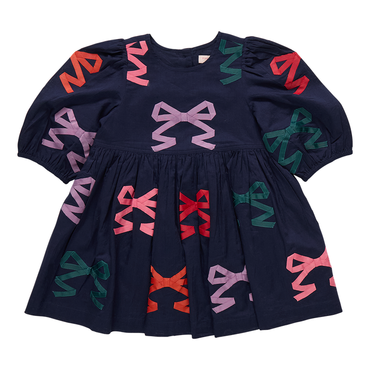 Girls Brooke Dress - Multi Bow Applique